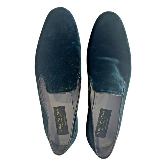 TO BOOT NEW YORK Size 11.5 Loafer Adam Derrick GREEN Velvet Shoe Holiday Formal main image 14